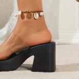 Women's Transparent Pvc High Heels Sandals Summer 2024 Slip On Platform Sandles Woman Plus Size Open Toe Chunky Heel Sli