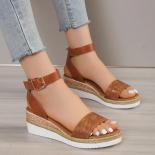 Amkle Strap Wedge Sandals For Women Summer 2023 High Heel Open Toe Buckle Gladiator Shoes Woman Non Slip Platform Sandal