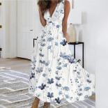שמלה פרחונית לנשים 2024 קיץ אלגנטי בוהמייני שמלות ארוכות בגדי נשים חופשה חוף שמלת קיץ חצאית ווסטידו