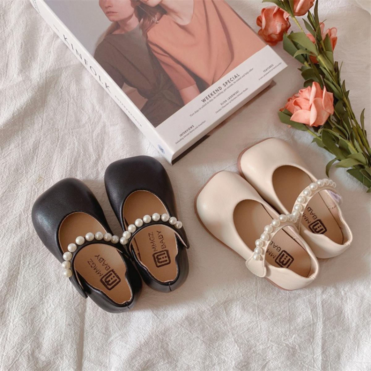 US 31.10 New Fashion Square Toe Luxury Designer Shoes For Girls Kids Classic Black Beige Leather Toddler Shoes Princess Mary Jane Description