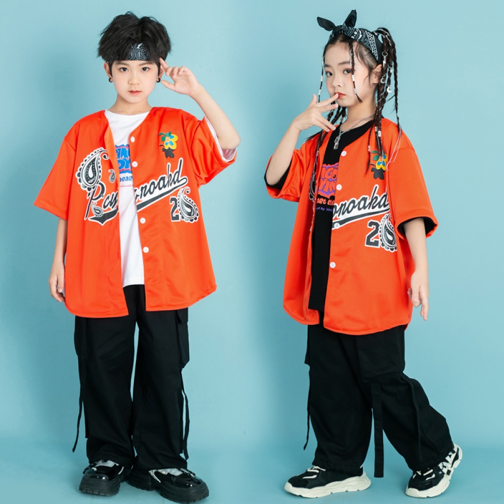 84 22 Hip hop Hip hop Abbigliamento alla moda Abiti da ragazzo Cool Hiphop T shirt allentata Ragazze Estate Passerella per bambini Per Description