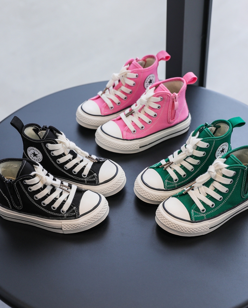  Autumn New Childrens Shoes High Top Sneakers Canvas Shoes Girls Fash