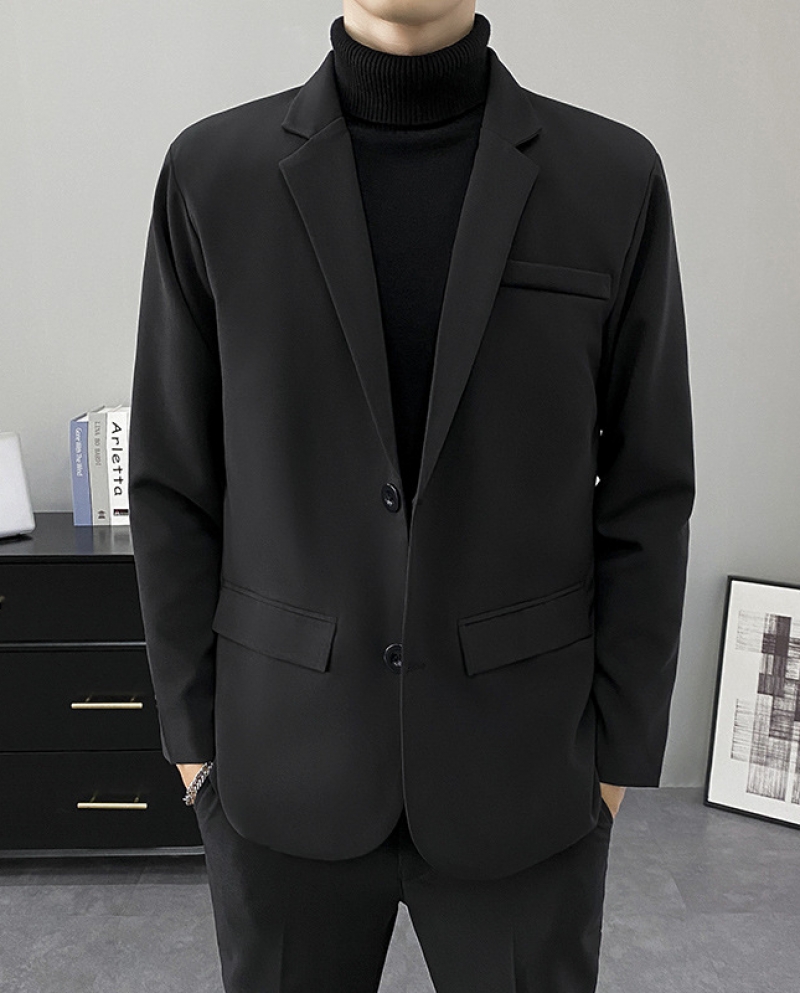  Autumn And Winter New Casual Jacket Handsome  Style Black Blazer