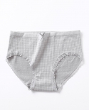  Plaid Ladies Briefs Bow Lace Cotton Panties