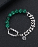  Beads Bracelet Couple Titanium Steel Bracelet Design Natural Turquoise