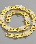  Popular Hip Hop  Diamond Chain Pentagram Bracelet Mens Hip Hop Bracel