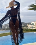  Black 3 Pieces Set Long Dress Swimwear Female Swimsuit Coverups For Wo