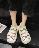  2022 New Fashion Casual Summer Ladies Solid Color Flower Sandals Ladie