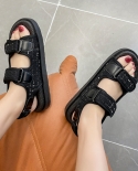  2022 Womens Fashion Sandals Summer New Flat Plaid  Embroidery Casual 