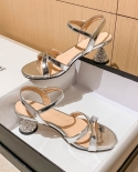  2022 New Fashion Ladies Sandals Summer Sweet Sequin High Heels Ladies 