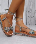  2022 Women Sandals Female Cloth Flower Butterfly Knot Fashion Paltform
