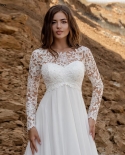 Vestidos de noiva de chiffon boêmio mangas compridas aplique corte corte tr