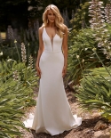  Country Wedding Dress For Women Lady 2022 V Neck Sleeveless Simple Mod