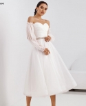  Strapless Wedding Dresses 2022 Puff Sleeves Bridal Gown Lace Up Back B