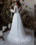  Princess Boho Wedding Dresses 2022 V Neck Long Sleeves Modern Polka Do