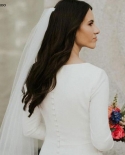  Simple Satin Mermaid Modest Wedding Dresses Long Sleeves Elegant Count
