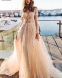  Romantic  Tulle Long Wedding Dresses Women Lace Appliques Covered Butt