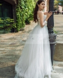  Illusion  Wedding Dresses Floor Length V Neck Long Sleeve Appliques Tu