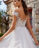  White Wedding Dress 2022 For Women Elegant Scoop Neck Soft Tulle A Lin