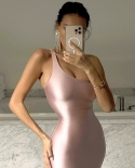  Hirigin Shine Solid One Shoulder Backless Slim Maxi Prom Dress 2022 Su
