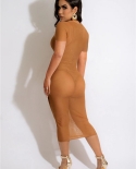 Vestidos midi de moda de verano Hirigin para mujer 2022 sin espalda transparente
