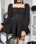 Vestido feminino de renda punk gótico hirigin vintage tiras de espaguete Sl