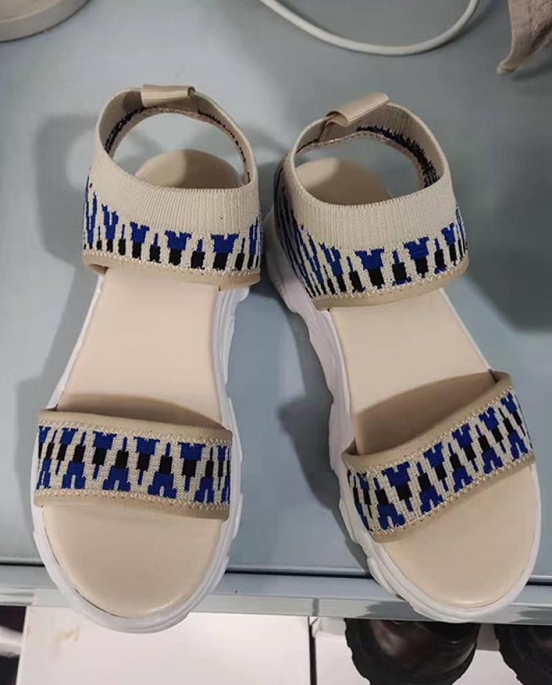  2022 Women Sandals Knitted Mixed Colors Summer Platform Woman Shoes Su