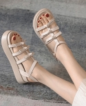  2022 Ankle Strap Buckle Platform Sandals Women Roman Flat Thick Bottom