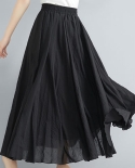  Jmprs Women Elegant High Waist Linen Maxi Skirt Summer A Line Cotton L