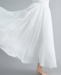 Saia maxi de linho feminina Jmprs elegante cintura alta de algodão linha de verão