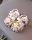  Beige Sunflower Girl Covered Toes Hollow Breathable Sandals 2022 Summe