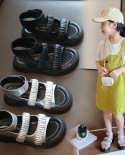  Boys Open Toe Pu Shine Summer New Kids Sandals 2022 Pleated High Top C