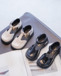  Black Glossy Childrens Sandals Square Toe 2022 Summer New Non Slip Gi