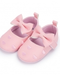  New Baby Girl Shoes Pink Bow Knot Heart Velcro Anti Slip Soft Sole New