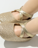 נעלי תינוקות חדשות נעלי תינוקות נעלי ילדה בלינג נסיכה זהב נעלי פעוטות נגד החלקה סוליית גומי שטוחה תינוקות בני יומם הראשונים הולכ