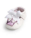 נעלי תינוק ילדה נסיכה בלינג כתר קשת לפעוט סוליית גומי pu סוליית אנטי החלקה הליכונים ראשונים נעלי עריסה לתינוק בן יומו