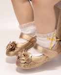 נעלי תינוקות חדשות פרח זהב נוצץ קשת סוליית גומי לפעוטות נגד החלקה הליכונים ראשונים תינוק שזה עתה נולד תינוק נסיך