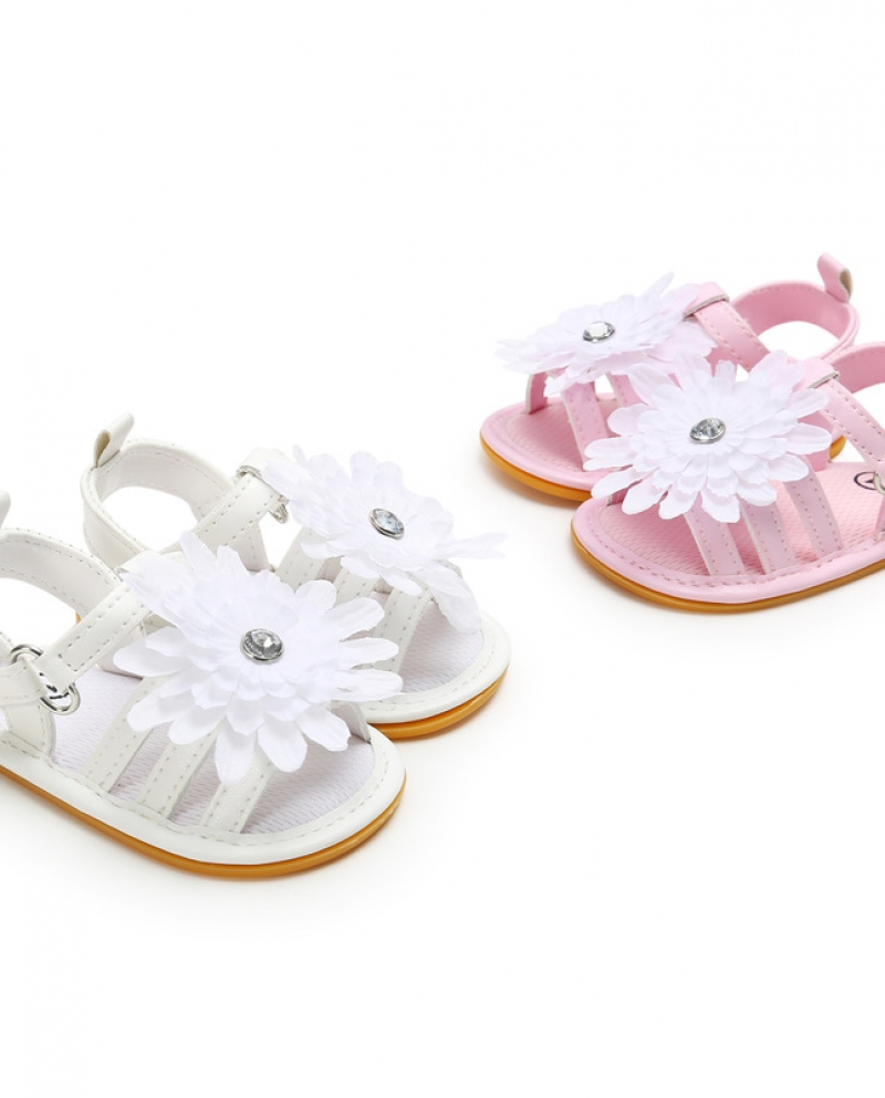 סנדלים חדשים פרחים קיץ נעלי חוצות תינוקות בנות בנים נעלי pu רך סוליה נגד החלקה סנדלי פעוטות נעלי תינוקות rubb