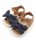 נעלי תינוקות לתינוקות סנדלים דירות לילדה סולייה רכה נגד החלקה קיץ קשת נקודה פס תחרה נעלי עריסה יילוד ראשון
