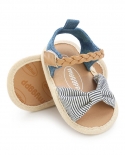 נעלי תינוקות לתינוקות סנדלים דירות לילדה סולייה רכה נגד החלקה קיץ קשת נקודה פס תחרה נעלי עריסה יילוד ראשון