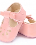  Baby Girl Shoes Pink Bowknot Breathable Pu Rubber Sole Non Slip Newbor