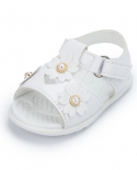 סנדלי תינוקת סנדלי גן קיץ פרח pu נעלי תינוק כותנה שטוחה נגד החלקה סוליה רכה ראשונה הליכונים עריסה shoessan
