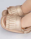 קיץ חדש סנדלי תינוק נעלי תינוקת שטוחות pu זהב סוליית גומי נגד החלקה ציצית יילוד ראשון תינוק פעוט ילדה סן
