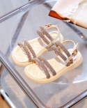  Girls Rhinestone Exquisite Sandals Cute Shine Children Open Toe Non Sl