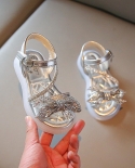 childrens bow rhinestone casual open toe sandals 2022 simple flat bot