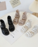 girls simple  bow casual open toe breathable back zip roman sandals su