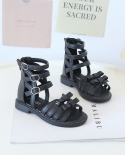 girls simple  bow casual open toe breathable back zip roman sandals su