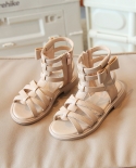 נעלי ילדים רומיות קשת צד חלולה סנדלי נסיכה מתוקים פשוטים 2022 קיץ חדש לילדים רוכסן הכל מתאים נעלי בנות