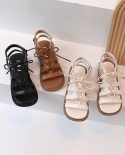 Sandálias romanas para crianças meninas cor sólida com cadarço 2022 verão novo tudo
