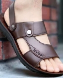  Mens Summer New Sandals And Slippers Mens Leather Sandals Adult Thic